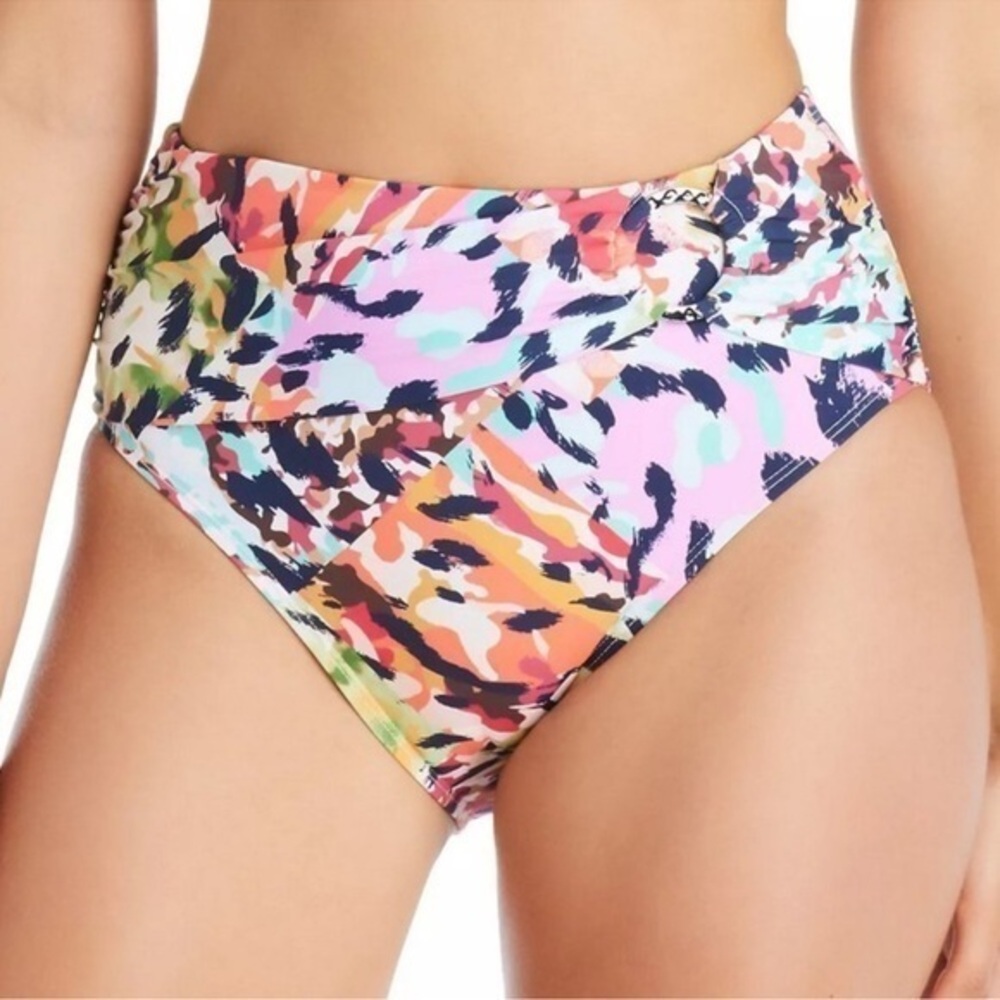 NWT Bleu Rod Beattie Party Animal Draped High Waisted Bikini Bottom Swim Size 8